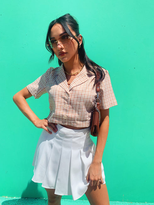 Vintage Summer Checked Top// Tan *HAI'S PICK*